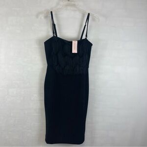 Banana Republic Petite 4P Black Fringe‎ Bodycon Cocktail Dress NWT